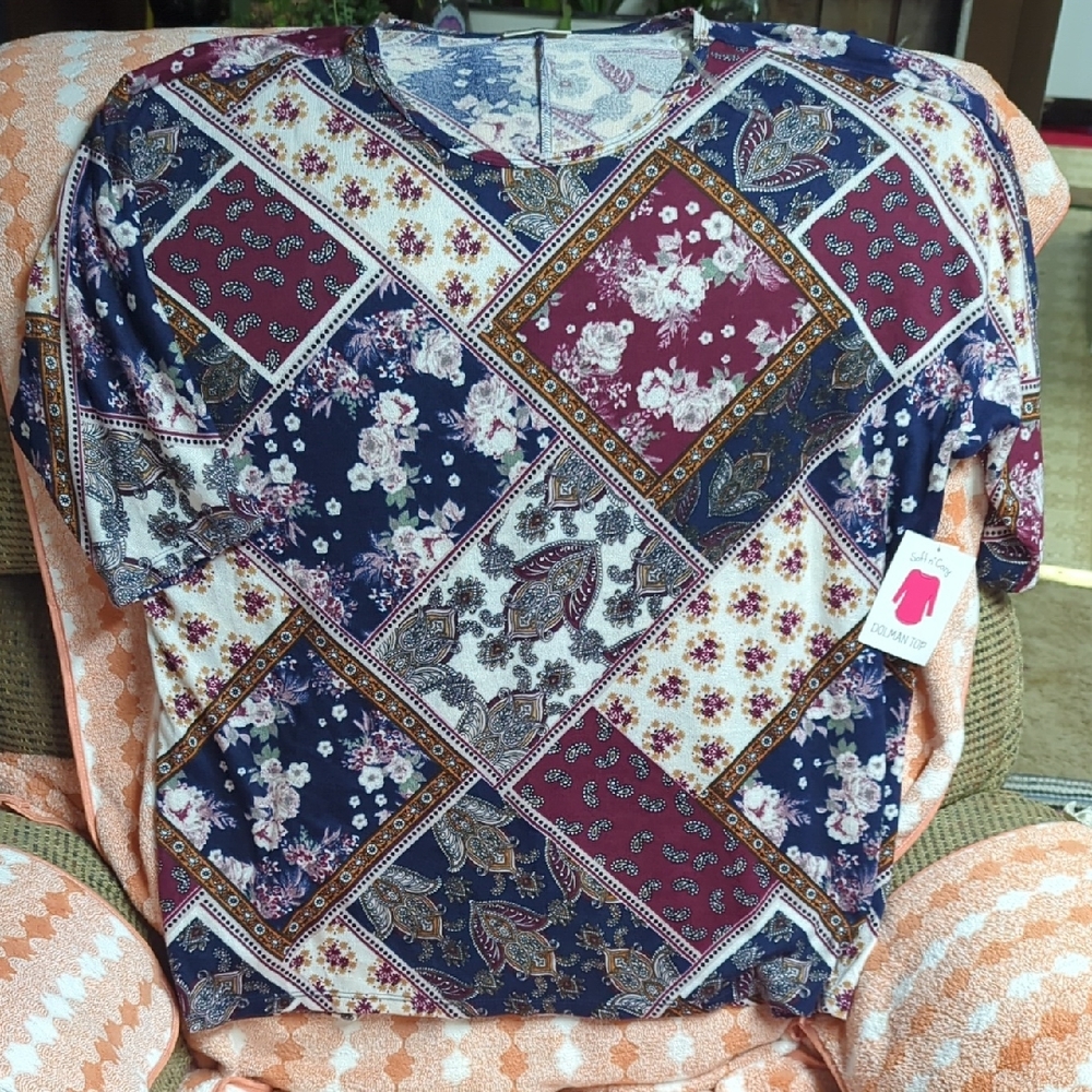 Bobbie Brooks Multicolor Patchwork Blouse